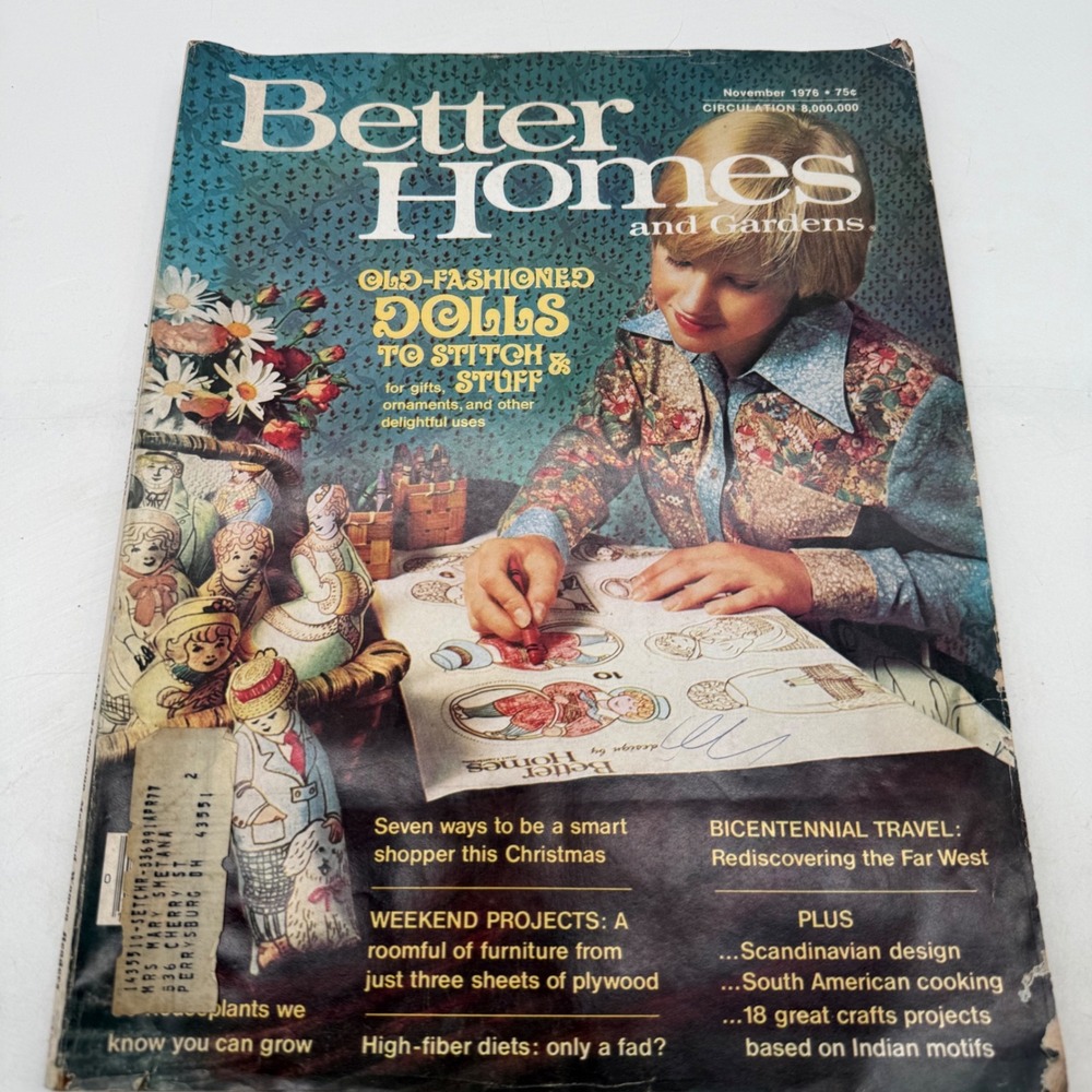 Better‎ Homes and Gardens Magazine November 1976 Vintage Dolls Crafts Recipes